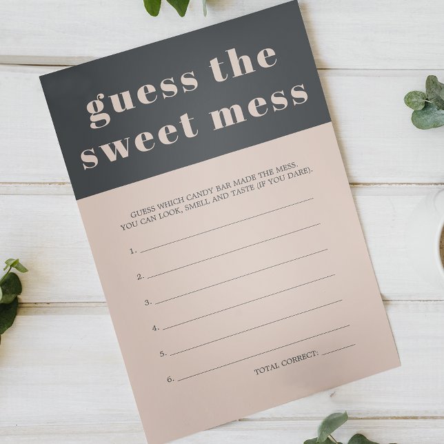 Pink Grey Boho Baby Shower Guess Sweet Mess Game Flyer (Creator Uploaded)