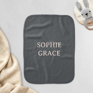 Pink Grey Boho Typography Baby Shower Baby Burp Cloth