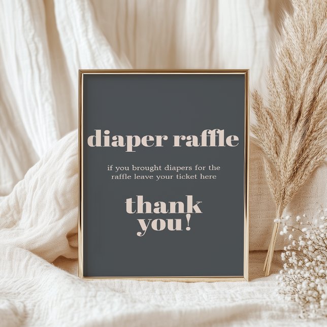 Pink Grey Boho Typography Baby Shower Diaper Poster (Creator Uploaded)