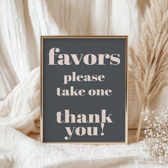 Pink Grey Boho Typography Baby Shower Favors Sign (Creator Uploaded)
