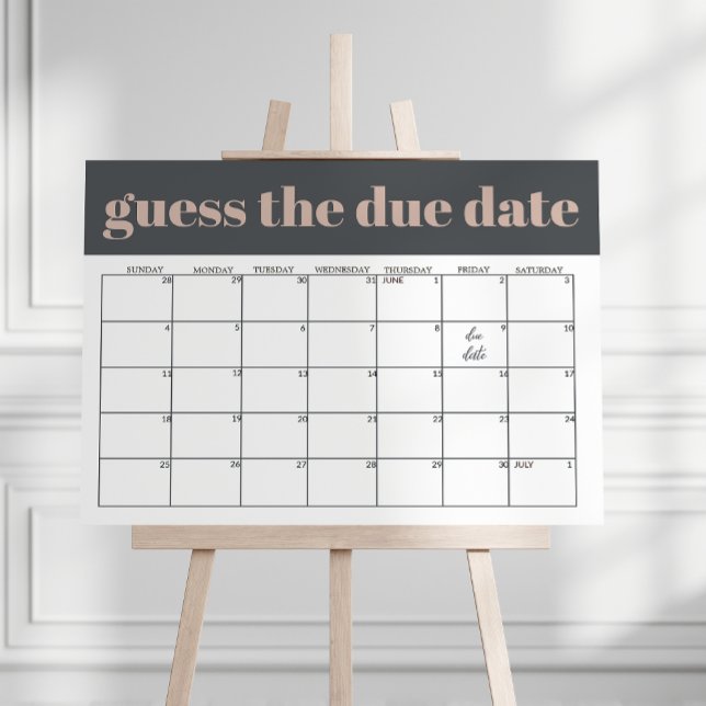 Pink Grey Boho Typography Baby Shower Guess Date Foam Board (Creator Uploaded)