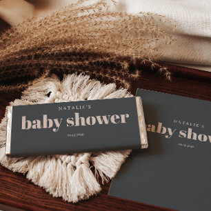 Pink Grey Boho Typography Baby Shower Hershey Bar Favors