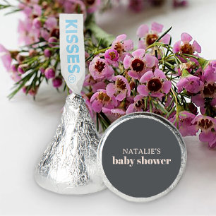 Pink Grey Boho Typography Baby Shower Hershey®'s Kisses®