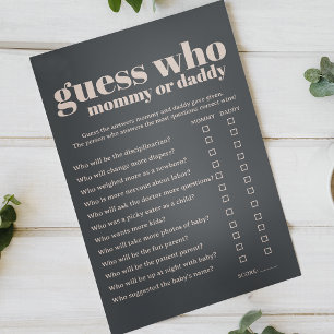 Pink Grey Boho Typography Baby Shower Mom Dad Game Flyer