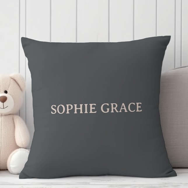 Pink Grey Boho Typography Baby Shower Throw Pillow (Creator Uploaded)