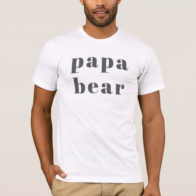 Pink Grey Boho Typography Girl Maternity Papa Bear T-Shirt (Front)