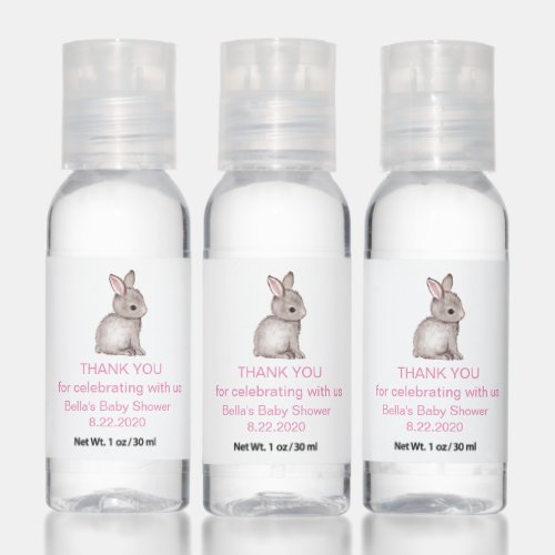 Pink Grey Bunny Travel Bottle Set Hand Sanitizer