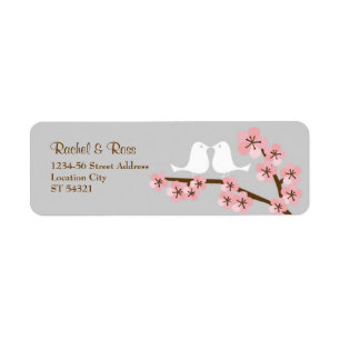Pink & Grey Cherry Blossom Spring Wedding Label