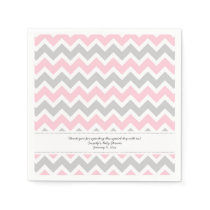 Pink Grey Chevron Baby Shower ADD YOUR WORDING Napkins