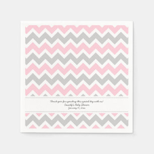 Pink Grey Chevron Baby Shower ADD YOUR WORDING Napkins