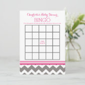 Pink Grey Chevron Baby Shower Bingo (Standing Front)