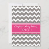 Pink Grey Chevron Baby Shower Bingo (Back)
