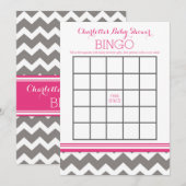 Pink Grey Chevron Baby Shower Bingo (Front/Back)
