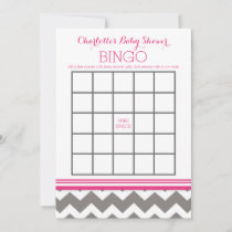 Pink Grey Chevron Baby Shower Bingo