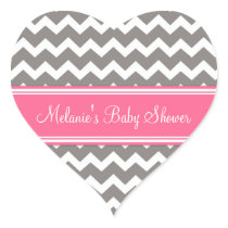 Pink Grey Chevron Baby Shower Favor Stickers