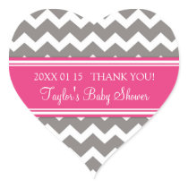 Pink Grey Chevron Baby Shower Favor Stickers