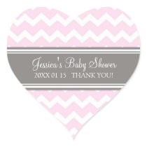 Pink Grey Chevron Baby Shower Favor Stickers