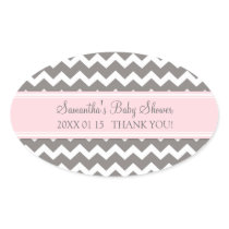 Pink Grey Chevron Baby Shower Favor Stickers