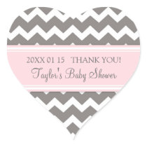 Pink Grey Chevron Baby Shower Favor Stickers