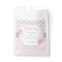 Pink & Grey Chevron Ballerina Baby Shower Favor Bag