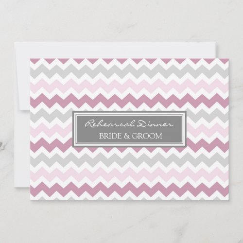 Pink Grey Chevron Rehearsal Dinner Party Custom Invites