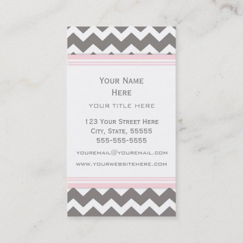 Pink Grey Chevron Retro Business Cards