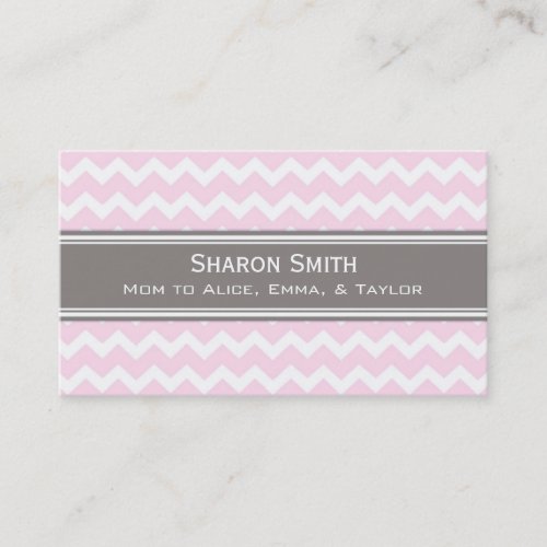 Pink Grey Chevron Retro Mom Calling Cards Business Card