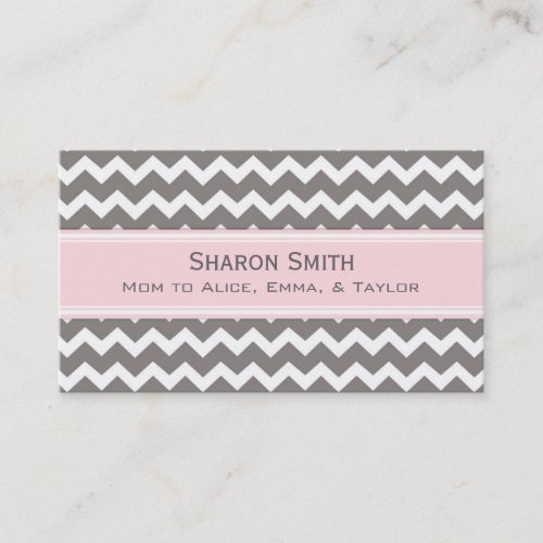 Pink Grey Chevron Retro Mom Calling Cards Business Card