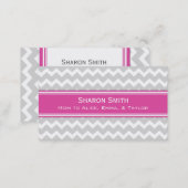 Pink Grey Chevron Retro Mom Calling Cards (Front/Back)
