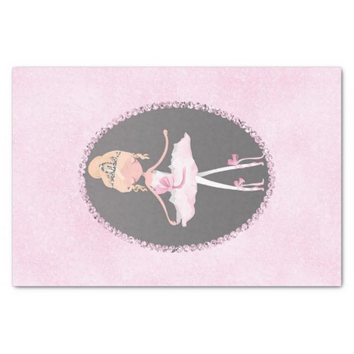 Pink  Grey Couture Ballerina Birthday Party Tissue Paper