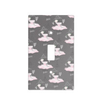 Pink & Grey Couture Ballerina Girls Bedroom Light Switch Cover