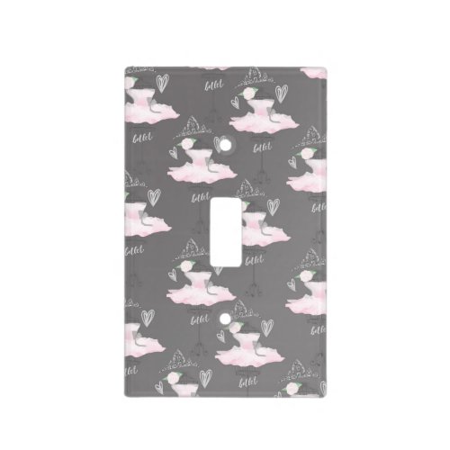 Pink  Grey Couture Ballerina Girls Bedroom Light Switch Cover