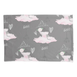 Pink & Grey Couture Ballerina Girls Bedroom Pillow Case