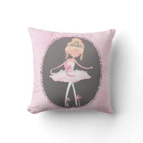Pink & Grey Couture Ballerina Girls Bedroom Throw Pillow