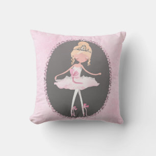 Pink & Grey Couture Ballerina Girls Bedroom Throw Pillow