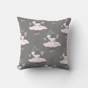 Pink & Grey Couture Ballerina Girls Bedroom Throw Pillow