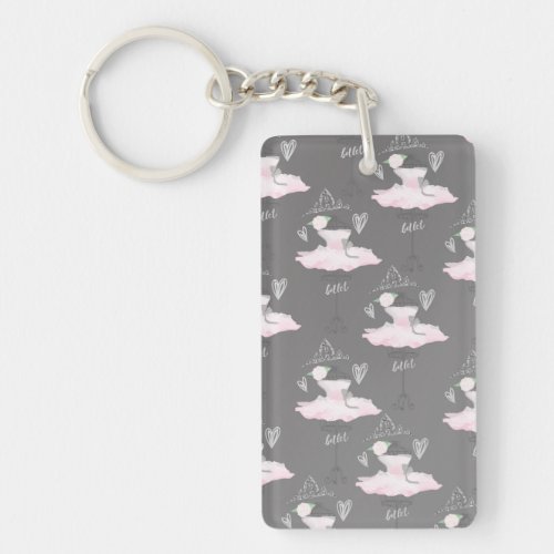 Pink  Grey Couture Ballerina Girls Chic Keychain