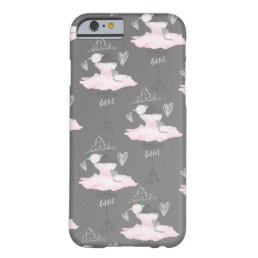 Pink &amp; Grey Couture Ballerina Girls Whimsical Barely There iPhone 6 Case