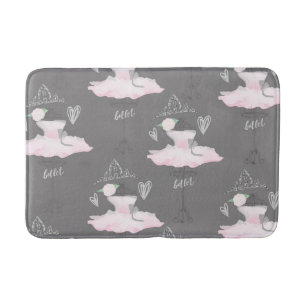 Pink & Grey Couture Ballerina Girls Whimsical Chic Bath Mat