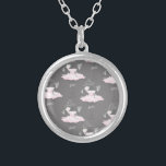 Pink & Grey Couture Ballerina Girls Whimsical Chic Silver Plated Necklace<br><div class="desc">neckalce</div>