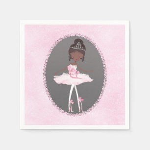 Pink & Grey Couture Dark Ballerina Birthday Party Napkins