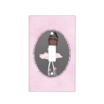 Pink & Grey Couture Ethnic Ballerina Girls Bedroom Light Switch Cover