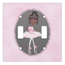Pink & Grey Couture Ethnic Ballerina Girls Bedroom Light Switch Cover