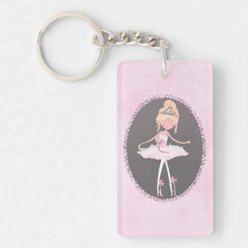 Pink  Grey Couture Light Skin Ballerina Girls Keychain