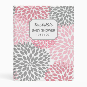 Pink Grey Dahlia Baby Shower album mini binder