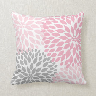 Pink Grey Dahlia floral pillow