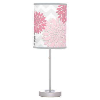 Pink Grey Dahlia Flower Lamp by Kookyburra at Zazzle