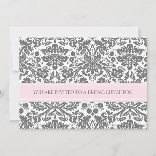 Pink Grey Damask Bridal Lunch Invitation