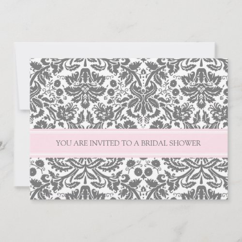 Pink Grey Damask Bridal Shower Invitation