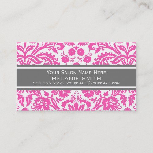 Pink Grey Damask Salon Appointment Cards Business Card Templates